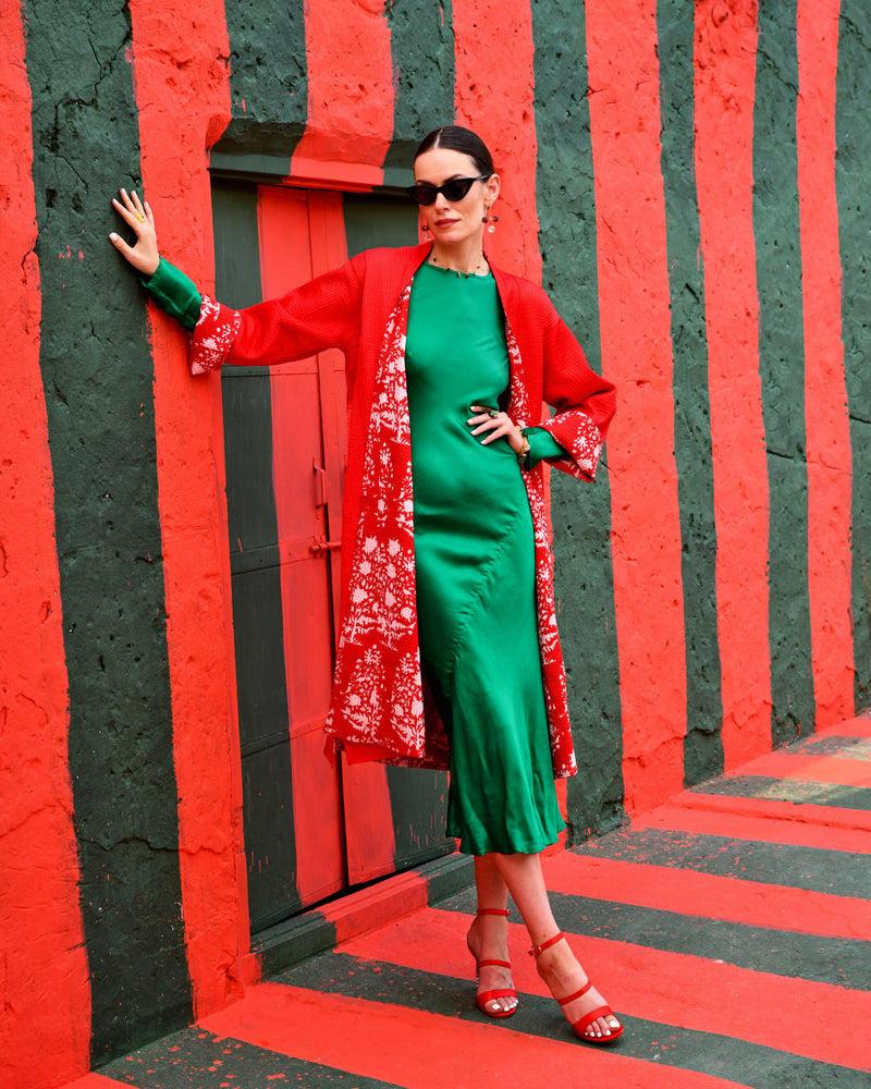 LAAL PARI Jackets & Overlays by TOKREE in red color for women in Singapore