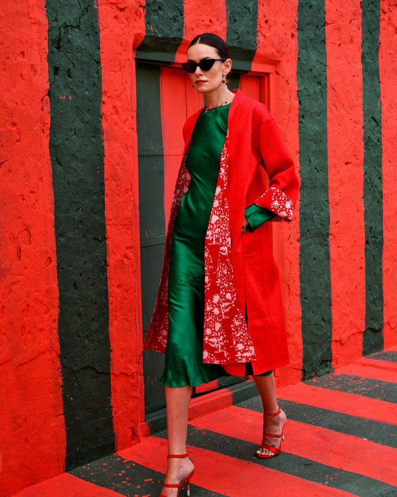 LAAL PARI Jackets & Overlays by TOKREE in red color for women in Singapore