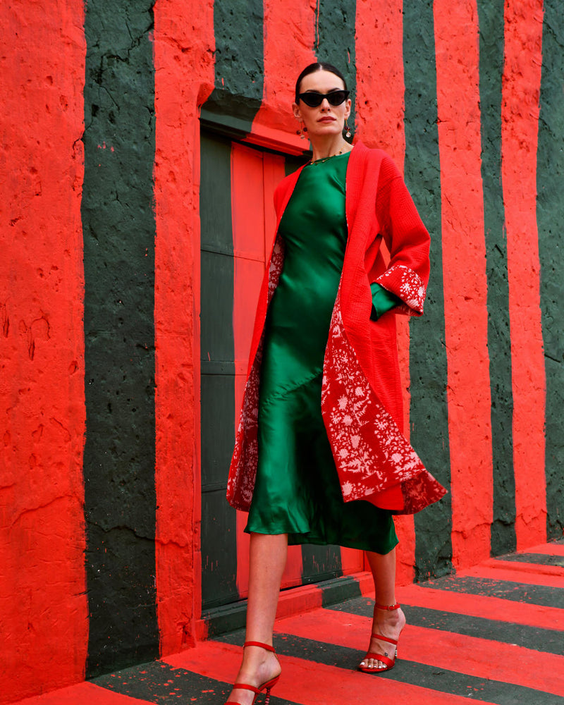 LAAL PARI Jackets & Overlays by TOKREE in red color for women in Singapore