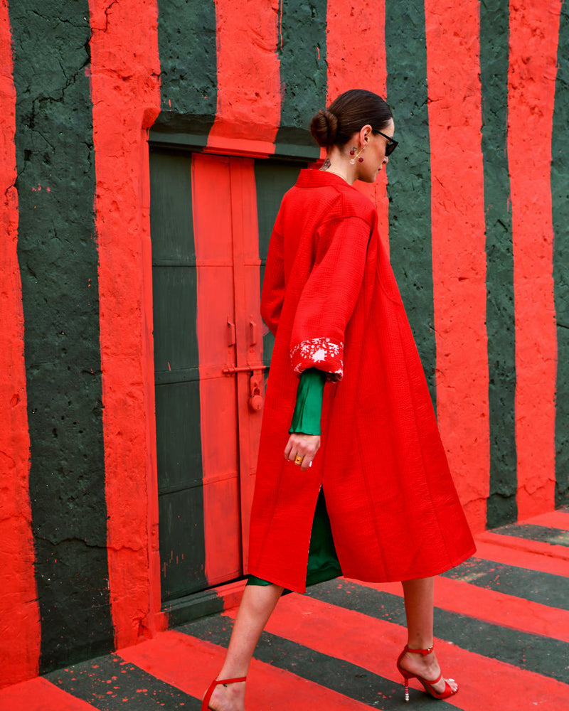 LAAL PARI Jackets & Overlays by TOKREE in red color for women in Singapore