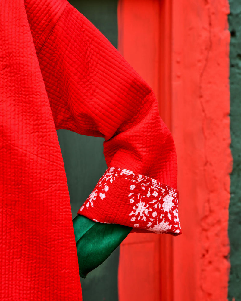 LAAL PARI Jackets & Overlays by TOKREE in red color for women in Singapore