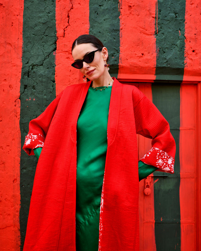 LAAL PARI Jackets & Overlays by TOKREE in red color for women in Singapore