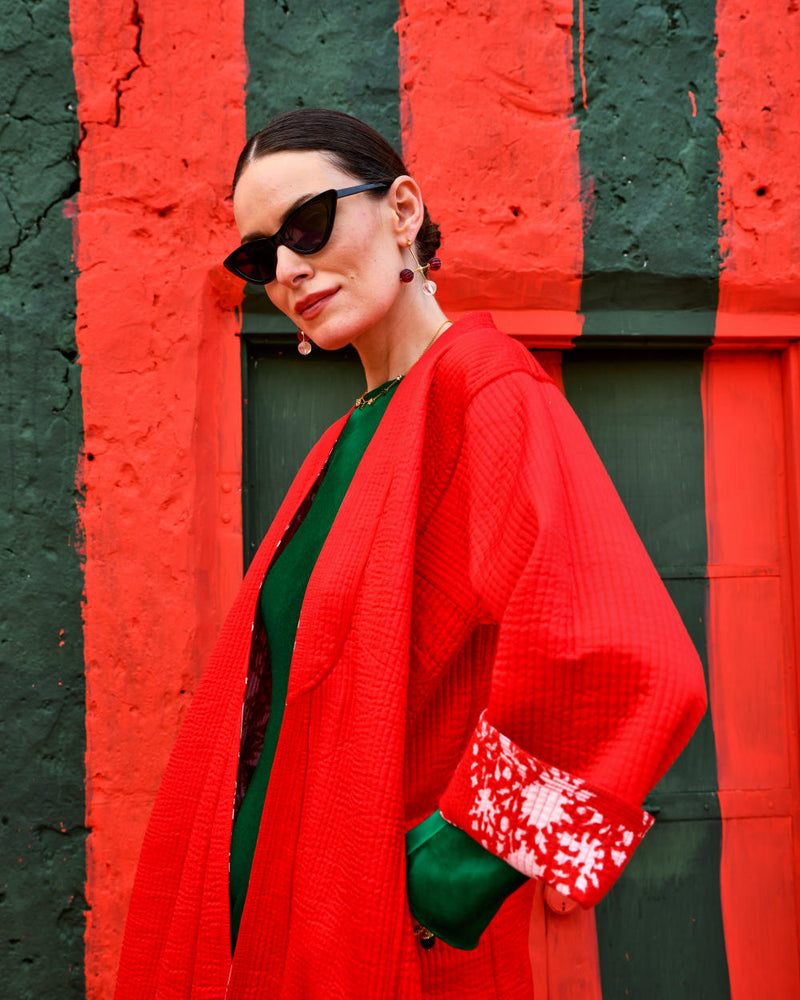LAAL PARI Jackets & Overlays by TOKREE in red color for women in Singapore