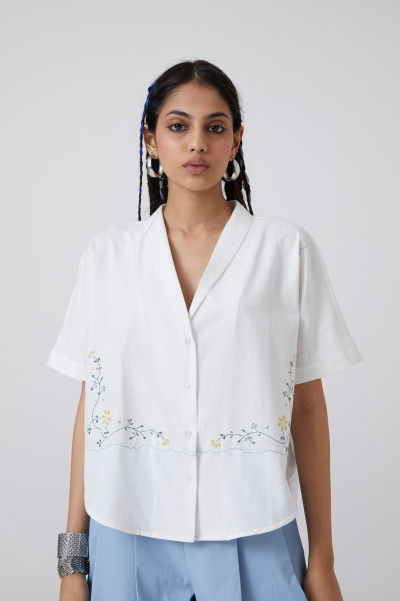 Dua - Shirt Top & Tunics by The Summer House in white color for women in Singapore