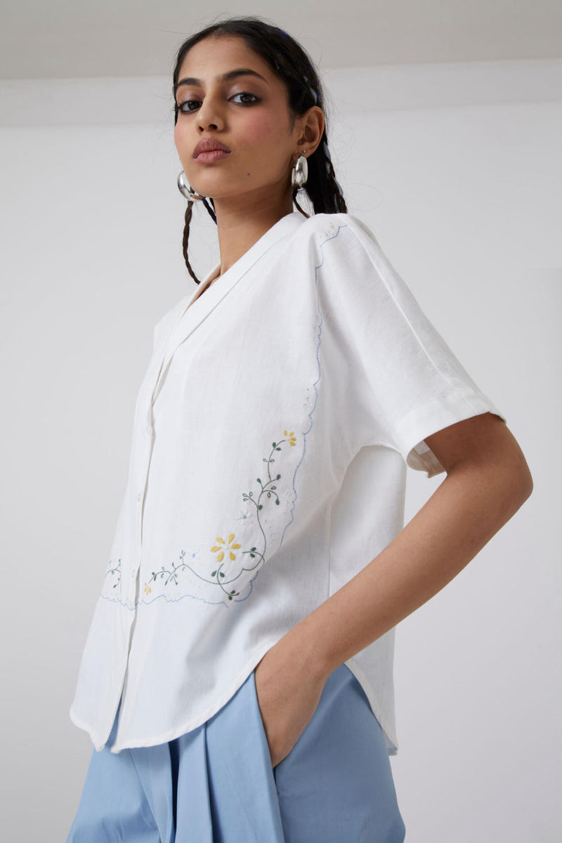 Dua - Shirt Top & Tunics by The Summer House in white color for women in Singapore