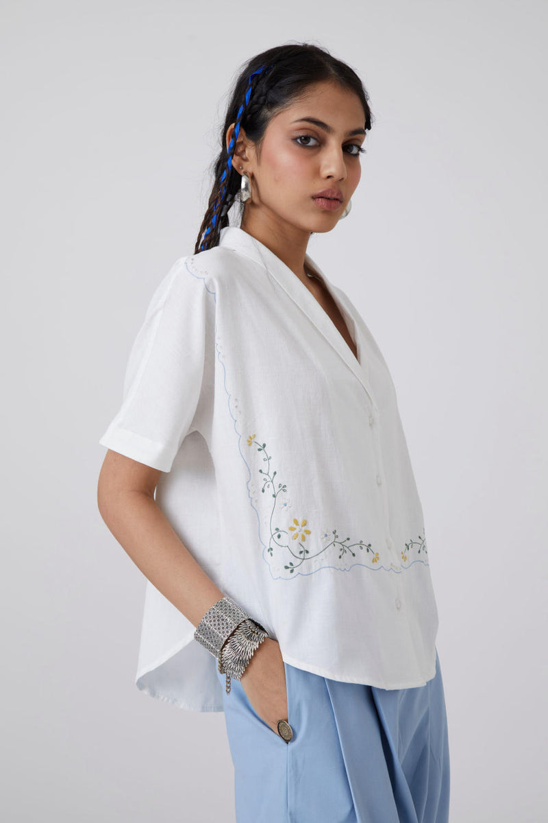 Dua - Shirt Top & Tunics by The Summer House in white color for women in Singapore