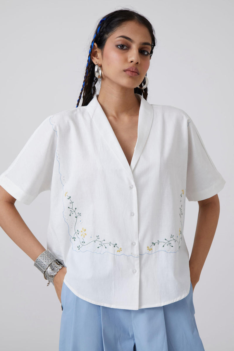 Dua - Shirt Top & Tunics by The Summer House in white color for women in Singapore
