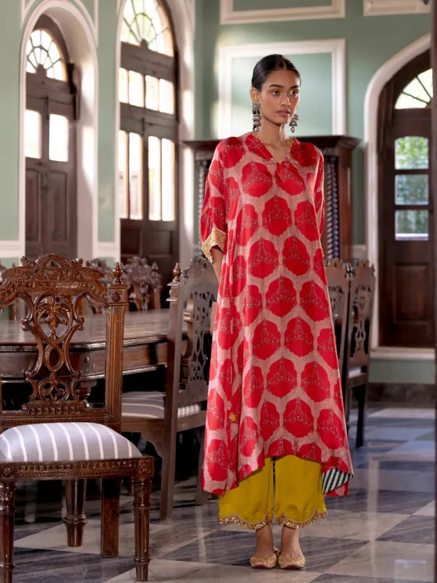 Fariba Red Kaftan Kurta Set Kurta Sets by Rajiramniq for women in Singapore