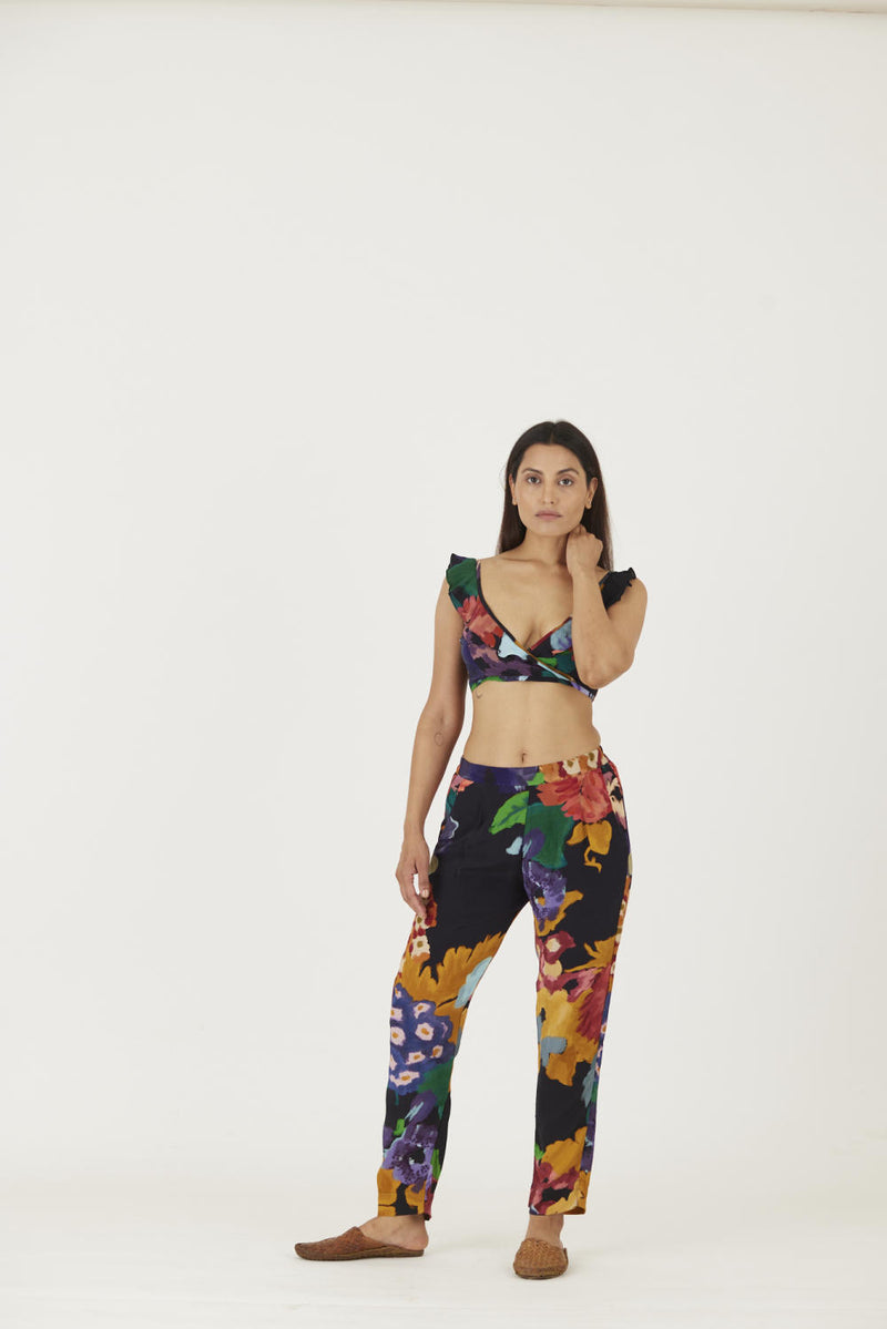 FARAH BLACK BRALETTE & PANTS SET Co-ord Set by Yam in black color for women in Singapore