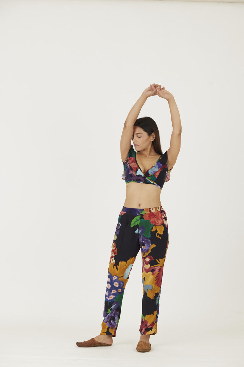 FARAH BLACK BRALETTE & PANTS SET Co-ord Set by Yam in black color for women in Singapore