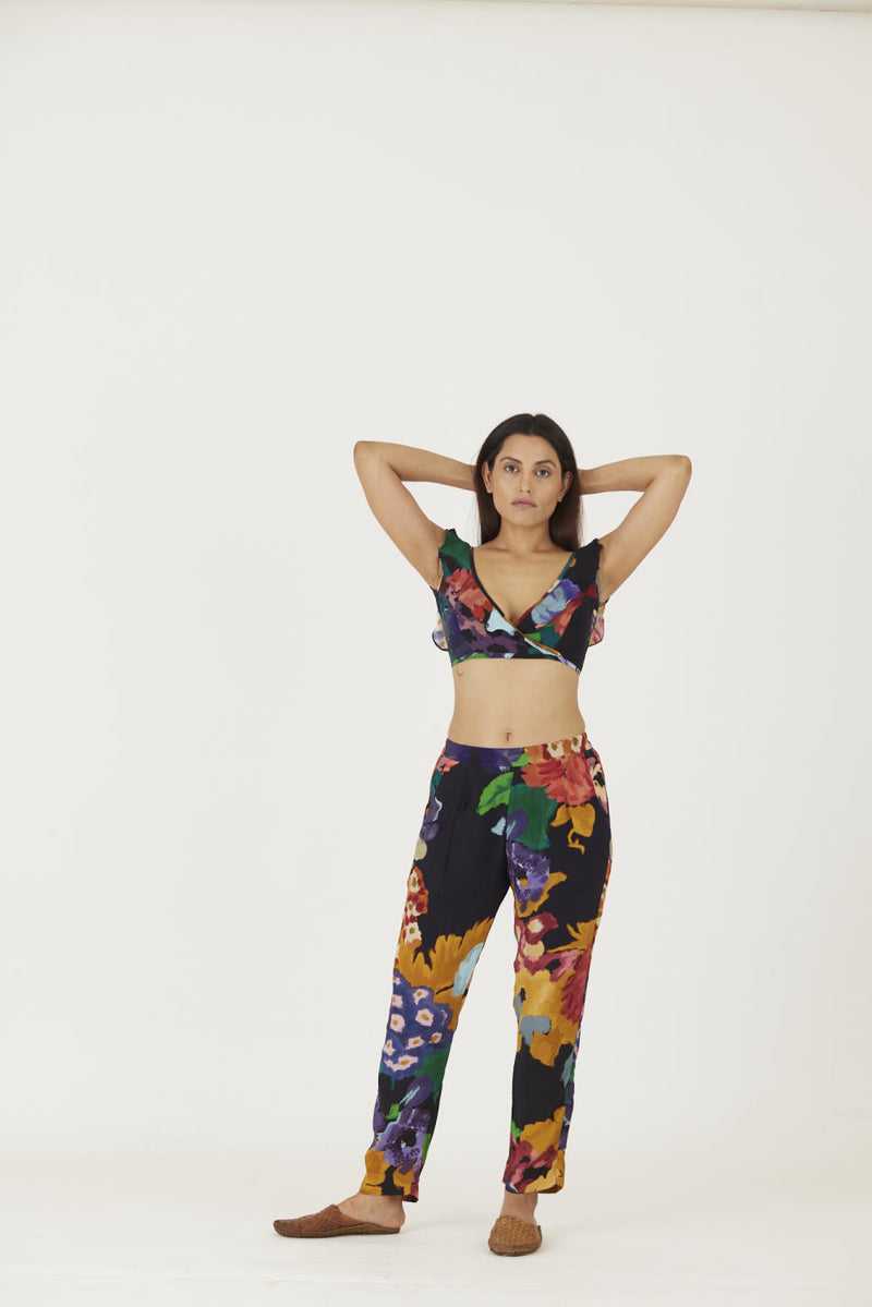 FARAH BLACK BRALETTE & PANTS SET Co-ord Set by Yam in black color for women in Singapore
