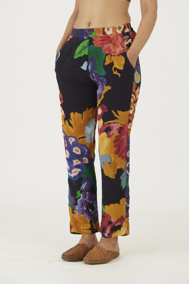 FARAH BLACK BRALETTE & PANTS SET Co-ord Set by Yam in black color for women in Singapore