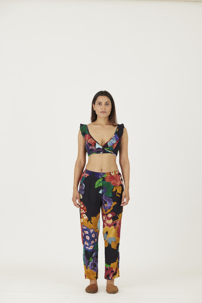 FARAH BLACK BRALETTE & PANTS SET Co-ord Set by Yam in black color for women in Singapore