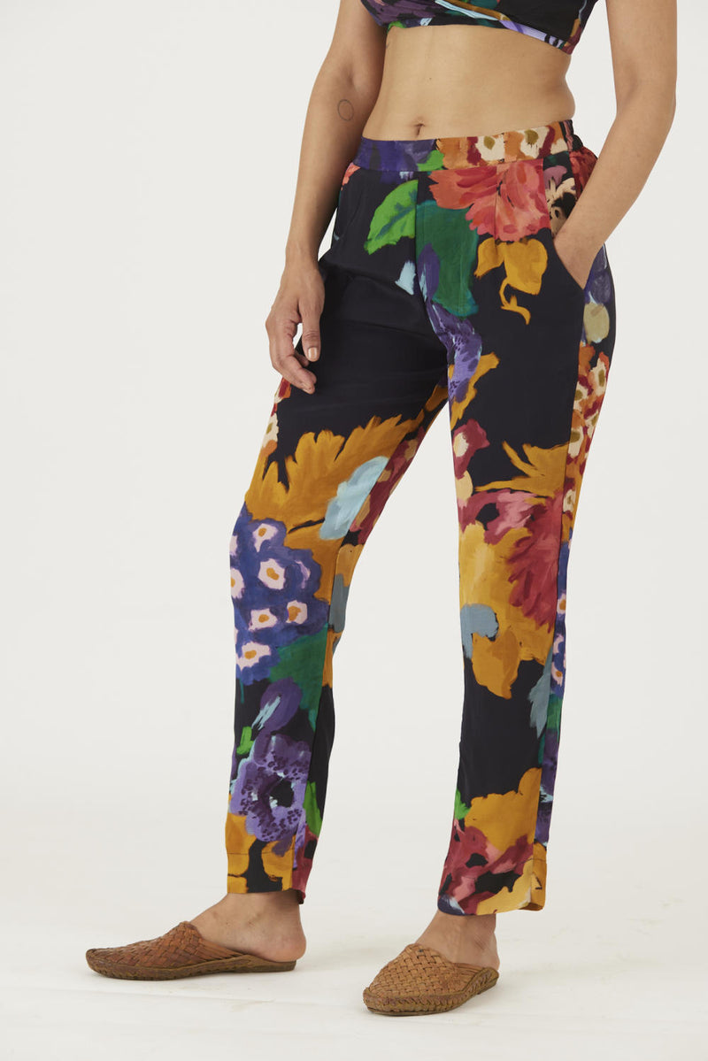 FARAH BLACK BRALETTE & PANTS SET Co-ord Set by Yam in black color for women in Singapore