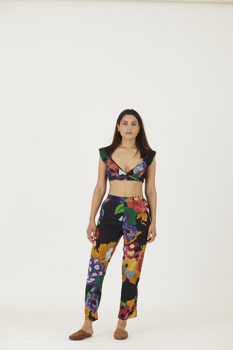 FARAH BLACK BRALETTE & PANTS SET Co-ord Set by Yam in black color for women in Singapore