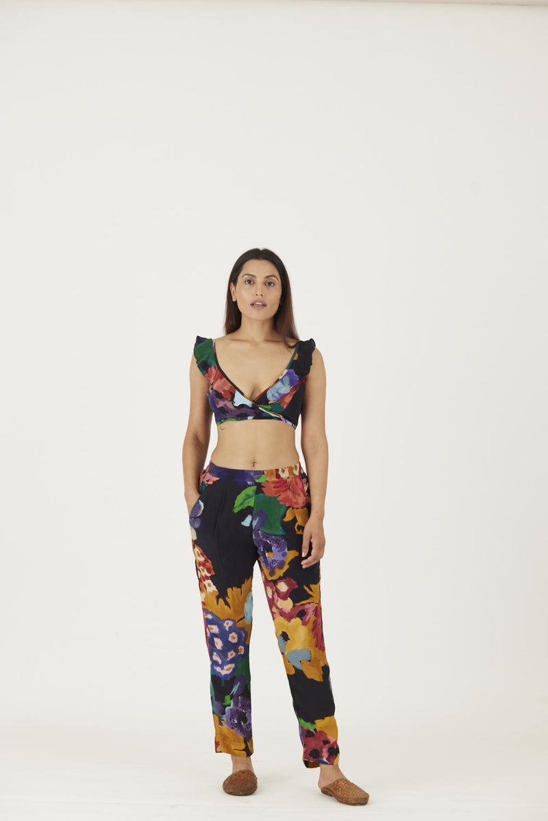 FARAH BLACK BRALETTE & PANTS SET Co-ord Set by Yam in black color for women in Singapore