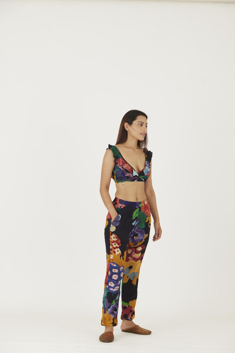 FARAH BLACK BRALETTE & PANTS SET Co-ord Set by Yam in black color for women in Singapore