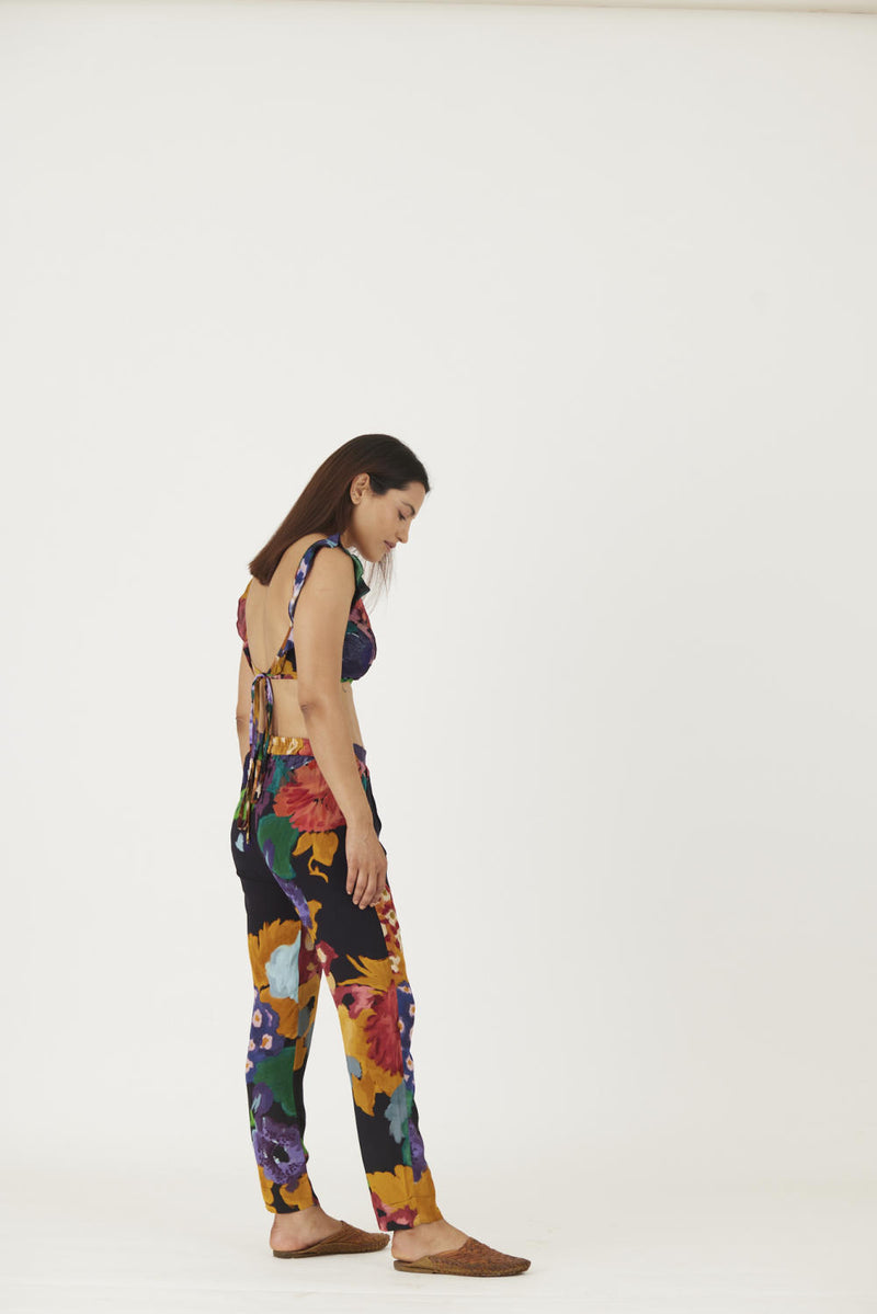 FARAH BLACK BRALETTE & PANTS SET Co-ord Set by Yam in black color for women in Singapore