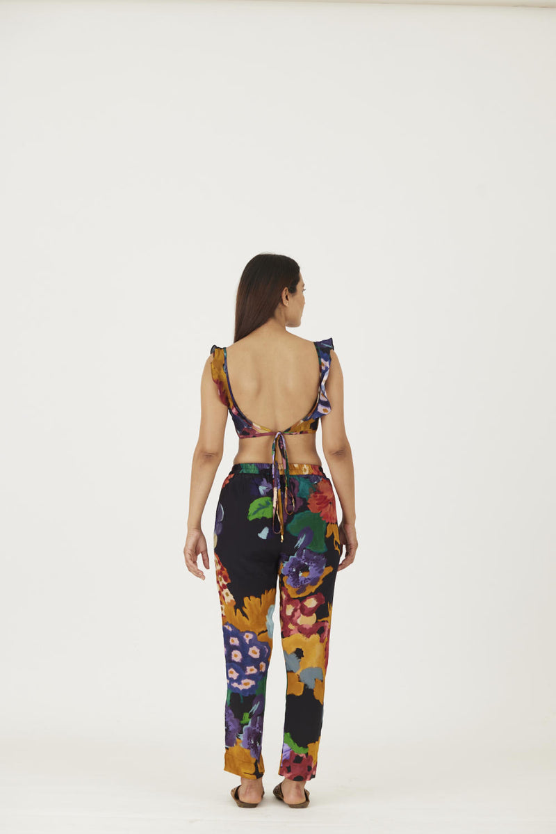 FARAH BLACK BRALETTE & PANTS SET Co-ord Set by Yam in black color for women in Singapore