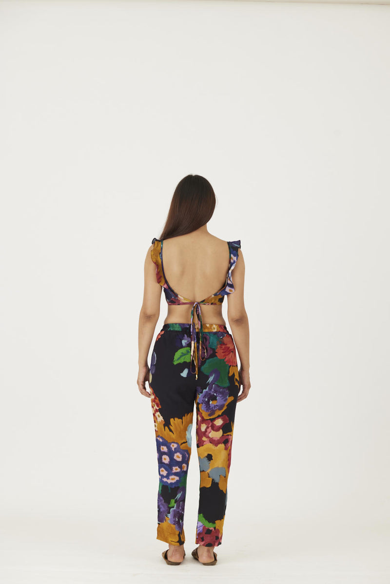 FARAH BLACK BRALETTE & PANTS SET Co-ord Set by Yam in black color for women in Singapore