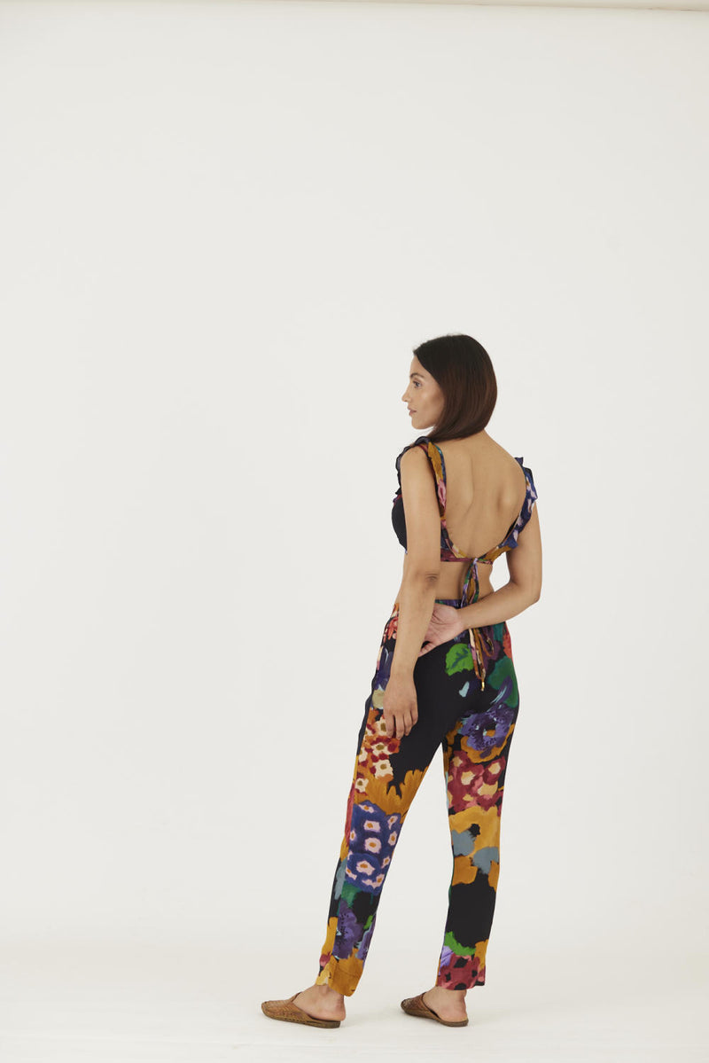 FARAH BLACK BRALETTE & PANTS SET Co-ord Set by Yam in black color for women in Singapore