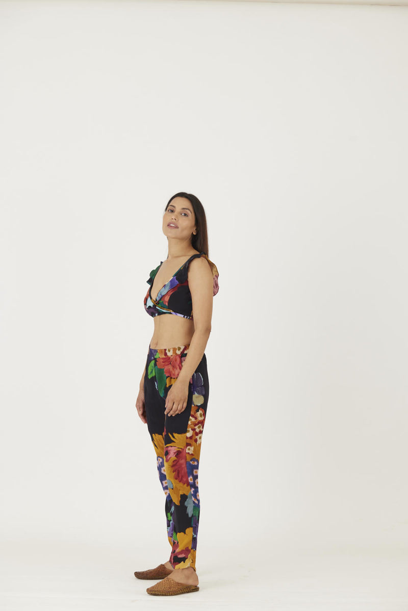 FARAH BLACK BRALETTE & PANTS SET Co-ord Set by Yam in black color for women in Singapore