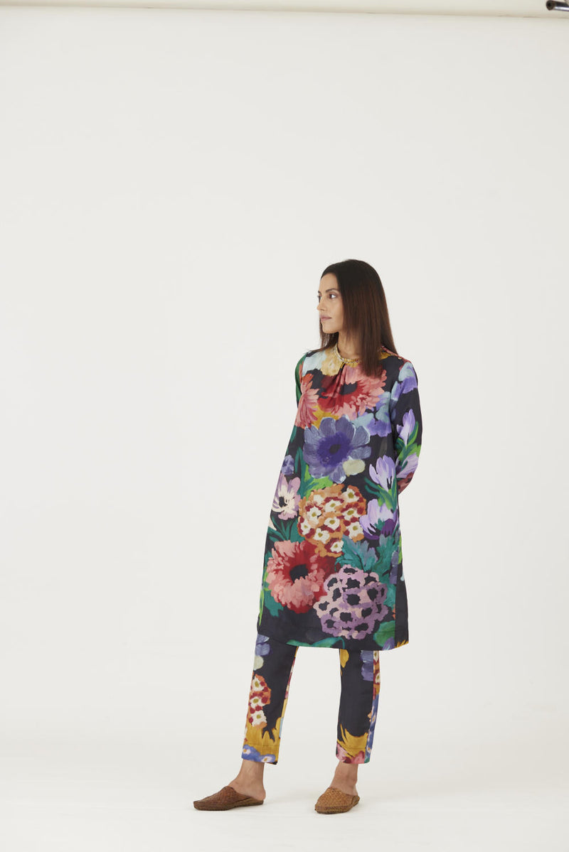 FARAH BLACK KURTA SET Kurta Sets by Yam in black color for women in Singapore