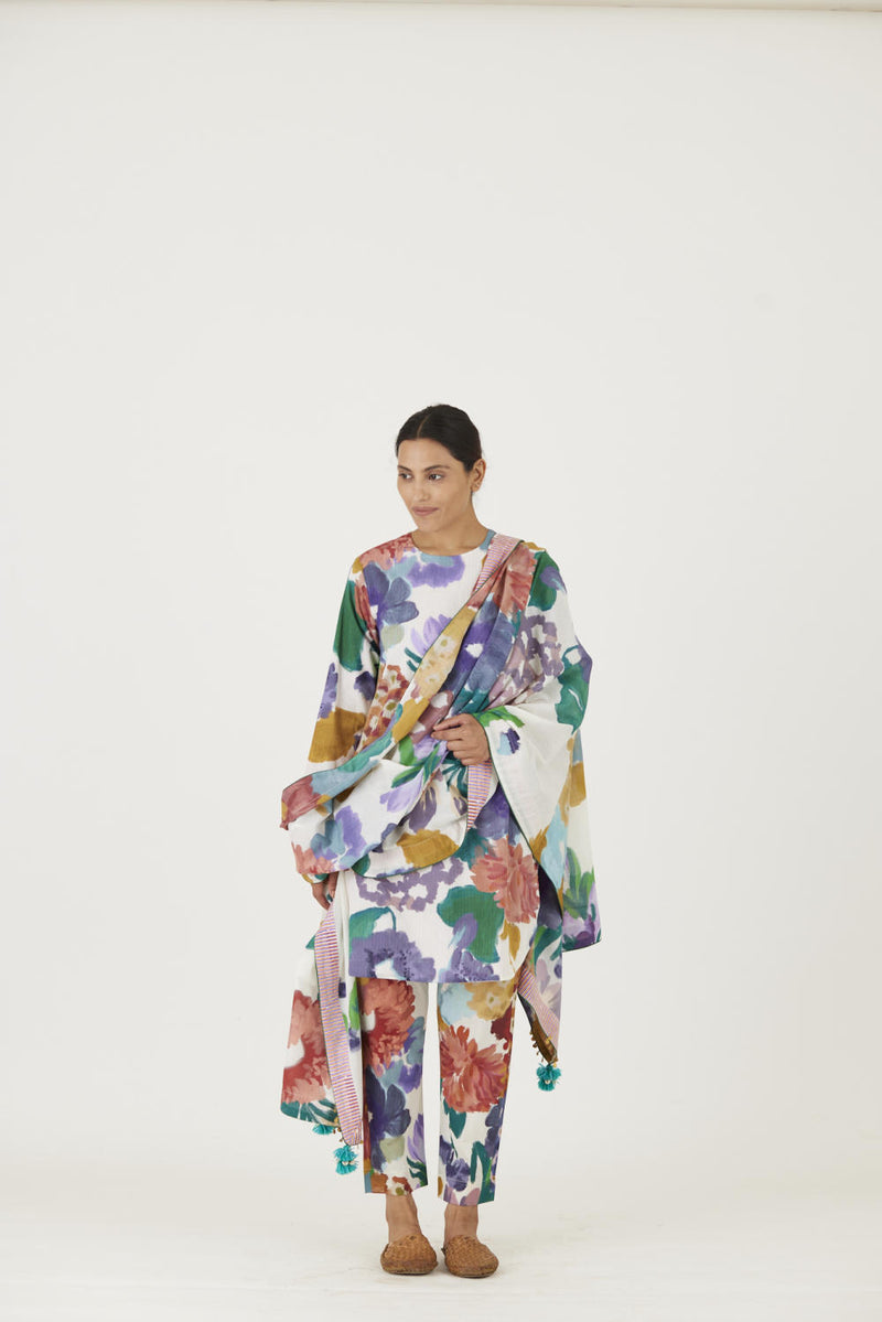 FARAH WHITE DUPATTA mul Dupattas by Yam in multi color for women in Singapore