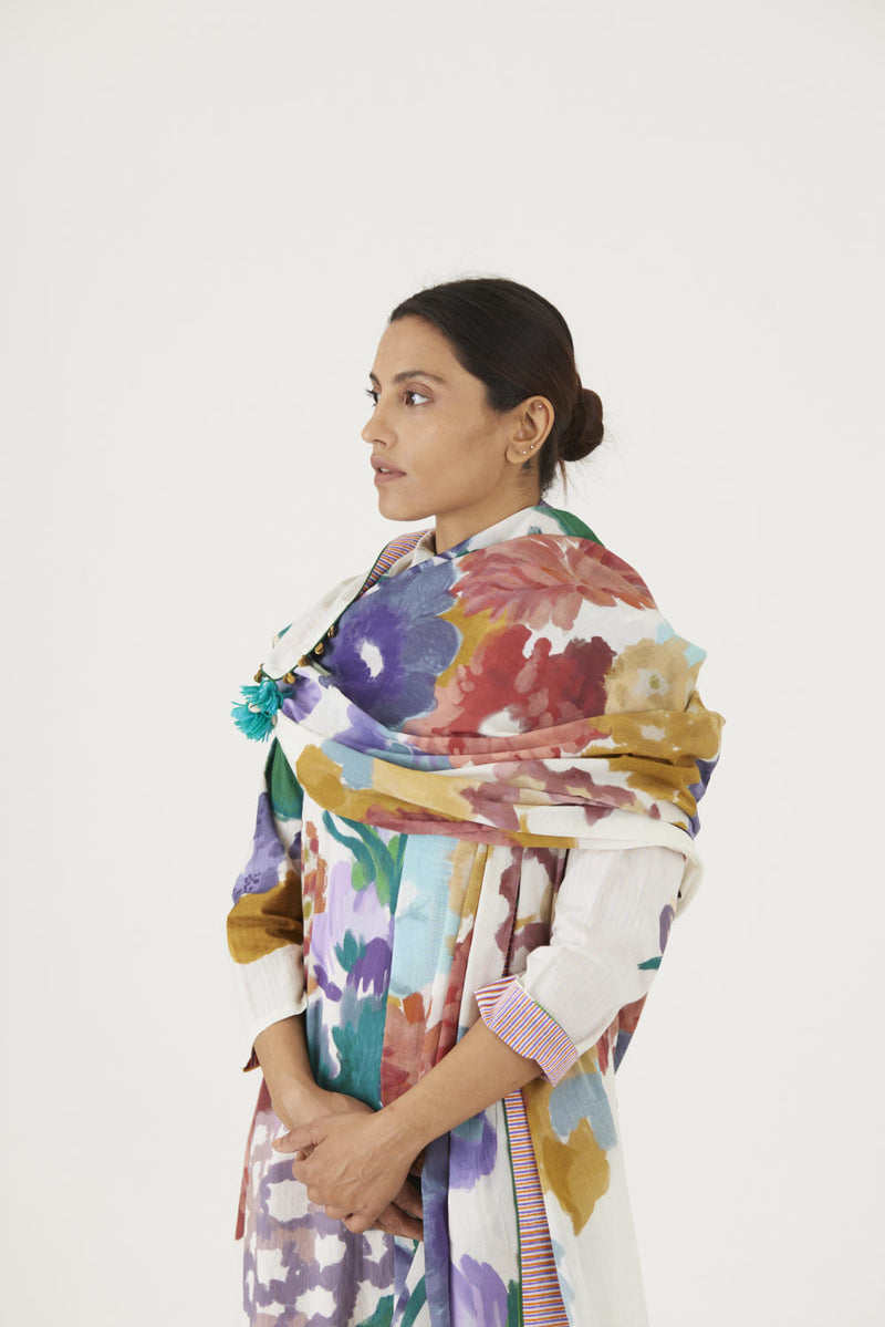 FARAH WHITE DUPATTA mul Dupattas by Yam in multi color for women in Singapore