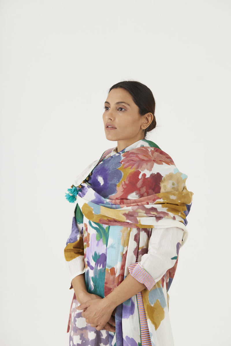 FARAH WHITE DUPATTA mul Dupattas by Yam in multi color for women in Singapore