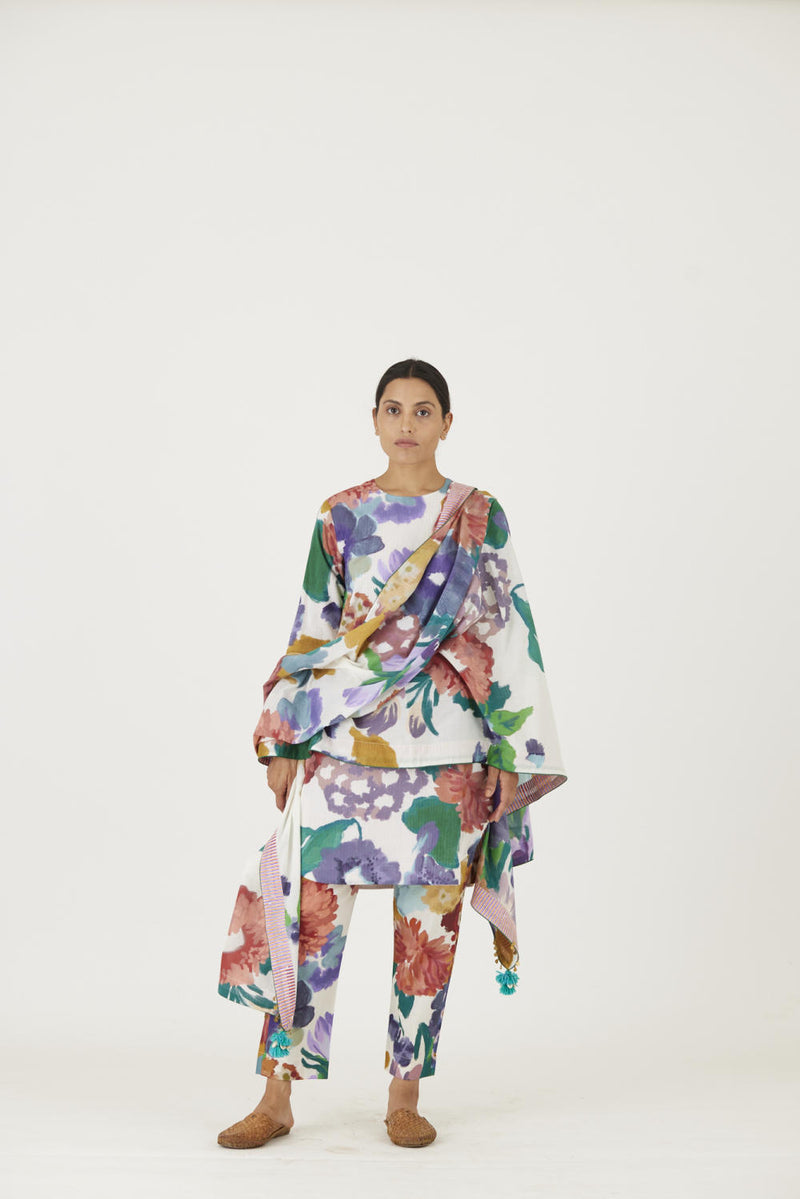 FARAH WHITE DUPATTA mul Dupattas by Yam in multi color for women in Singapore