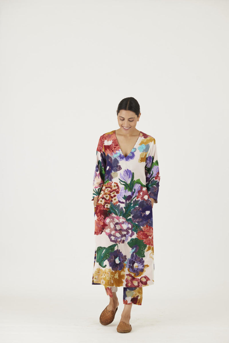 FARAH WHITE EMBROIDERED KURTA SET Kurta Sets by Yam for women in Singapore