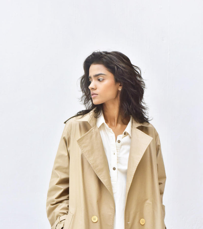 Fawn Trench Coat Jackets & Overlays by Khara Kapas for women in Singapore