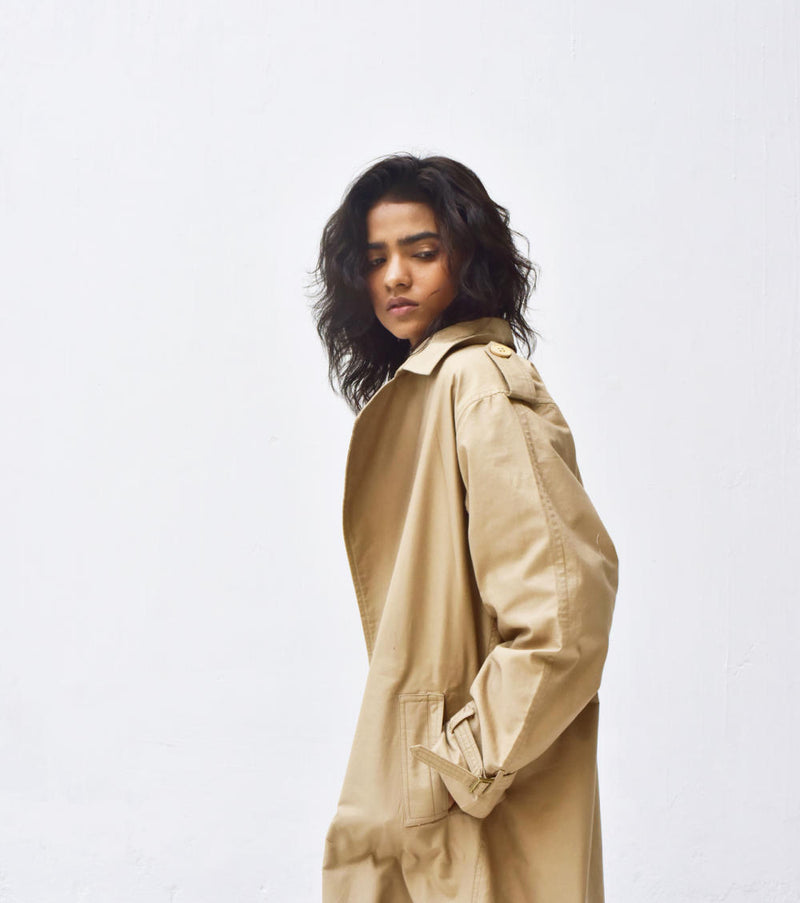 Fawn Trench Coat Jackets & Overlays by Khara Kapas for women in Singapore