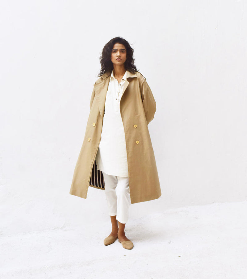 Fawn Trench Coat Jackets & Overlays by Khara Kapas for women in Singapore