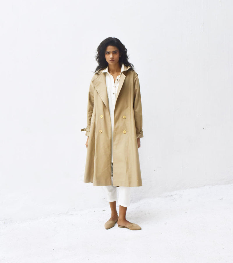 Fawn Trench Coat Jackets & Overlays by Khara Kapas for women in Singapore