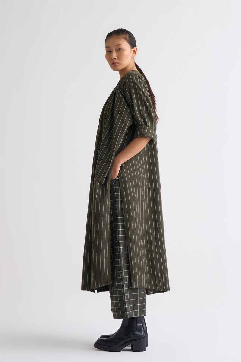 Gather Neck Shirt Co-ord - Olive Co-ord Set by THREE for women in Singapore