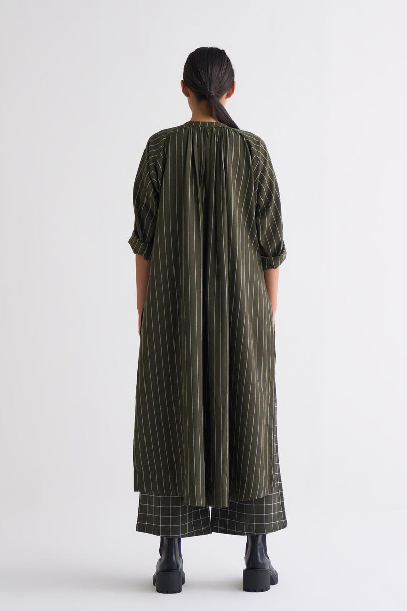 Gather Neck Shirt Co-ord - Olive Co-ord Set by THREE for women in Singapore