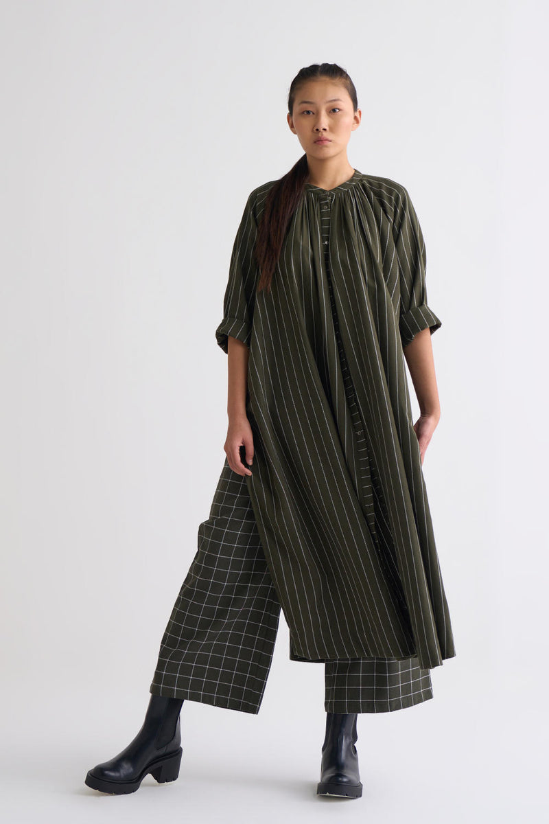 Gather Neck Shirt Co-ord - Olive Co-ord Set by THREE for women in Singapore