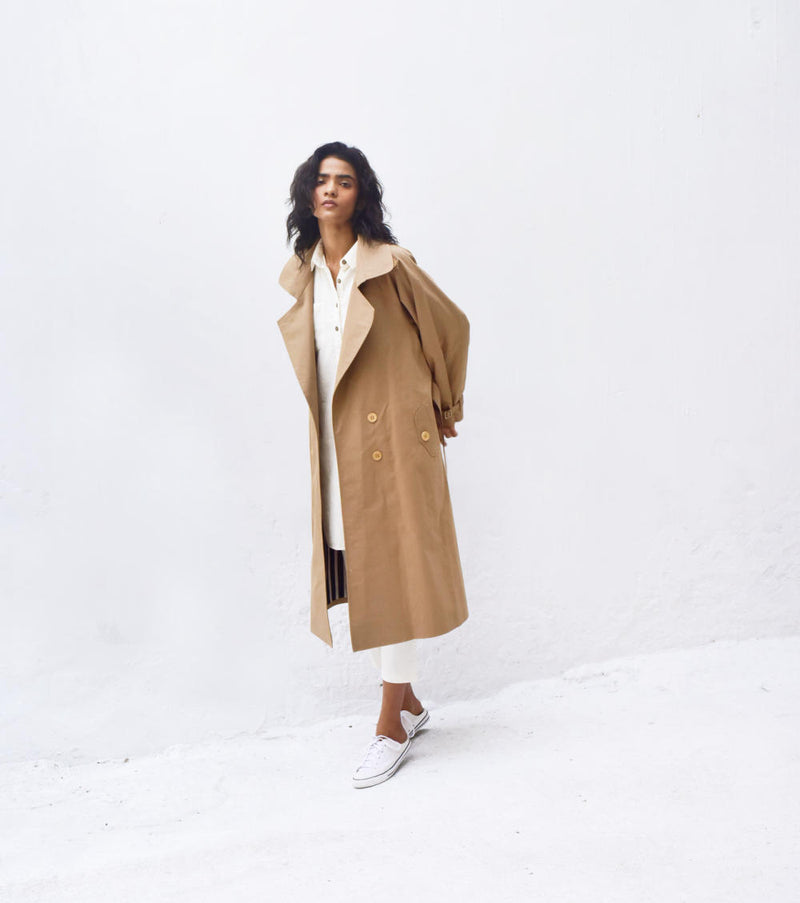 Heart Wood Trench Coat Jackets & Overlays by Khara Kapas for women in Singapore