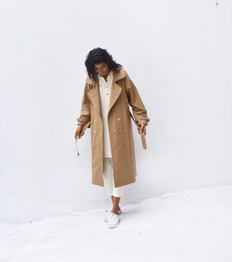 Heart Wood Trench Coat Jackets & Overlays by Khara Kapas for women in Singapore