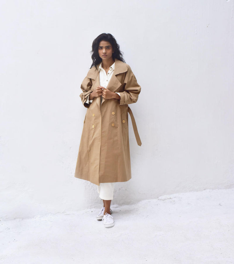 Heart Wood Trench Coat Jackets & Overlays by Khara Kapas for women in Singapore