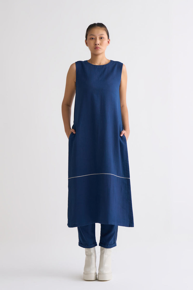 High Slit Tunic Co-ord - Navy Co-ord Set,Top & Tunics by THREE for women in Singapore