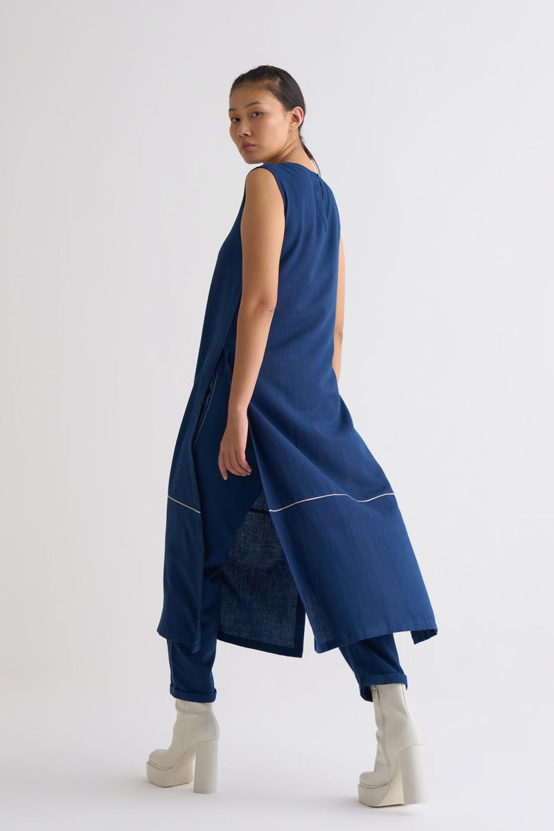 High Slit Tunic Co-ord - Navy Co-ord Set,Top & Tunics by THREE for women in Singapore