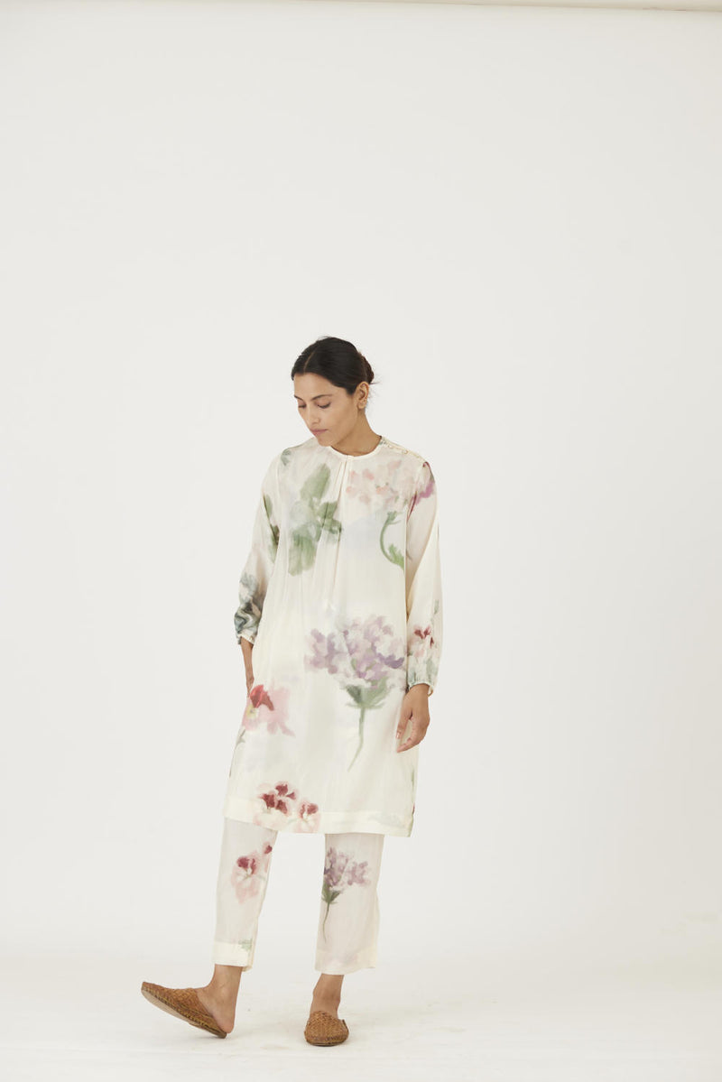 JULIET WHITE SILK KURTA SET Kurta Sets by Yam in white color for women in Singapore