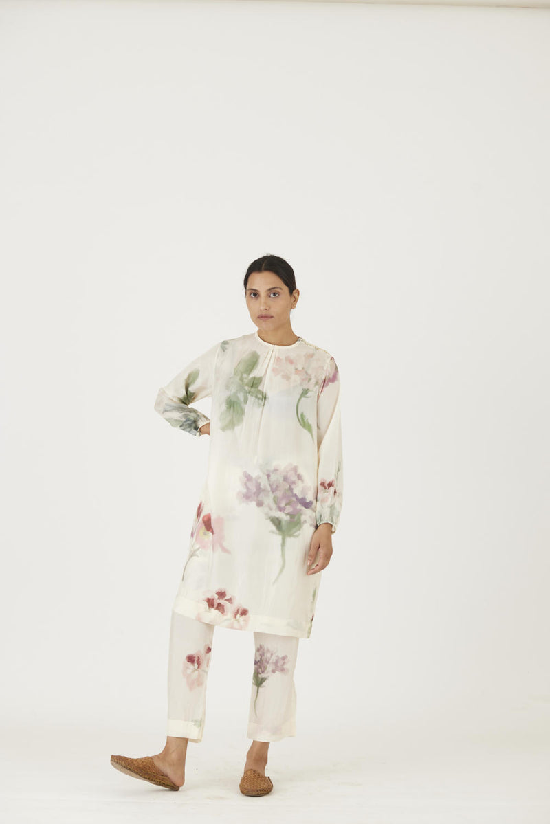 JULIET WHITE SILK KURTA SET Kurta Sets by Yam in white color for women in Singapore