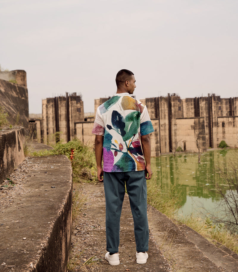 Teal Tint Trouser cotton by Khara Kapas Men in blue for men in Singapore