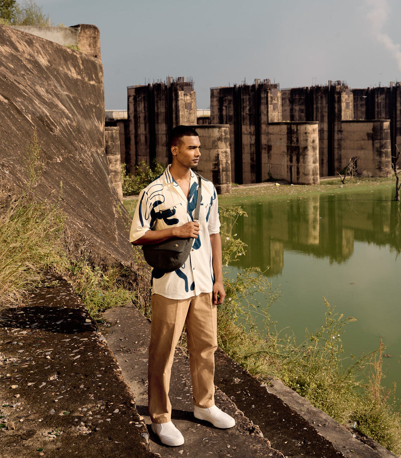 Albatross Shirt cotton by Khara Kapas Men in blue for men in Singapore