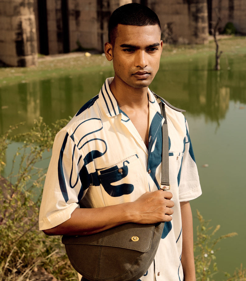 Albatross Shirt cotton by Khara Kapas Men in blue for men in Singapore