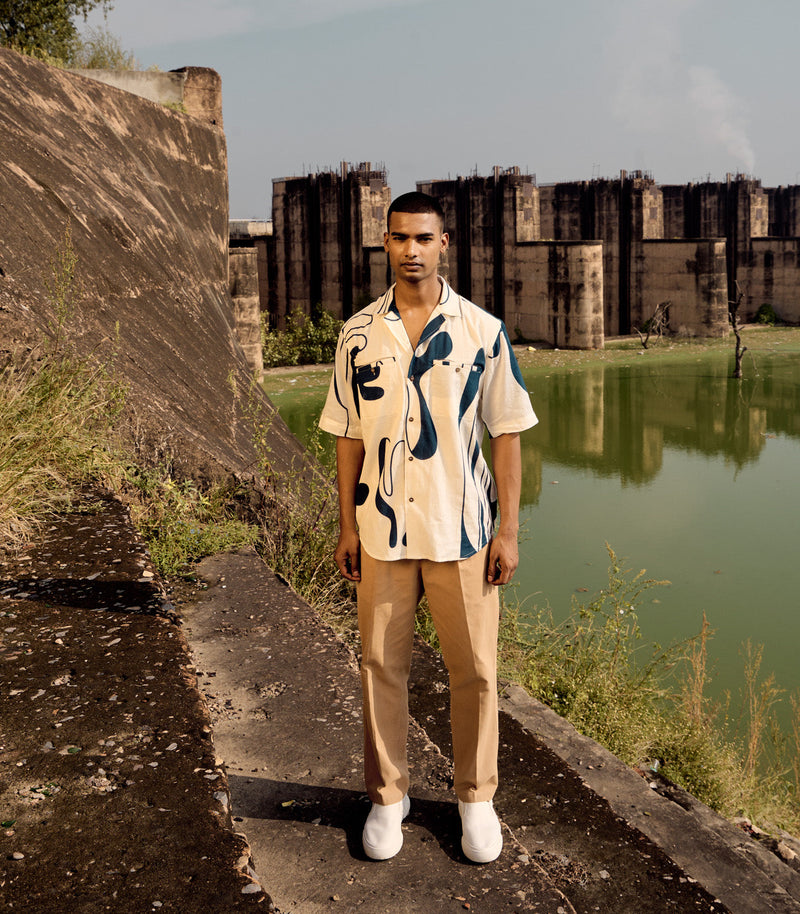 Albatross Shirt cotton by Khara Kapas Men in blue for men in Singapore